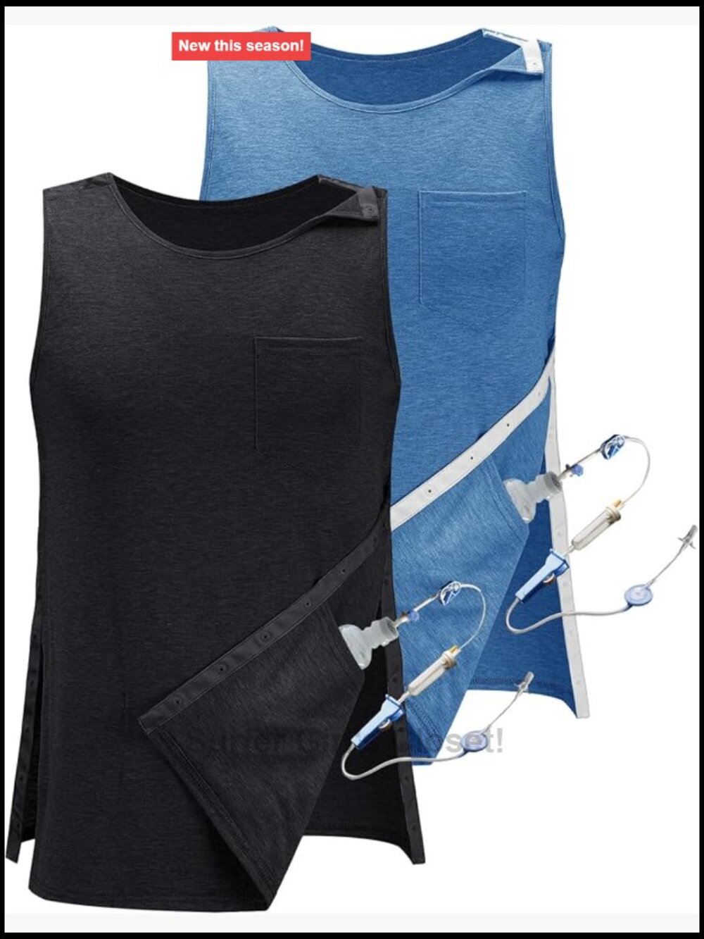 Post Surgery Tank Top with Snaps and Drain Pockets